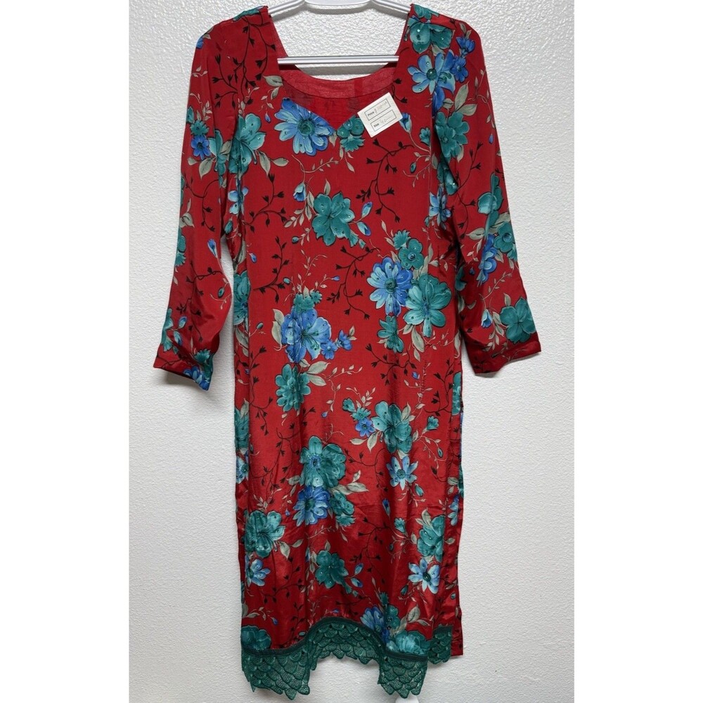 Rare Panash India Women's Embroidered Asymmetric Slits Kurta Indian Tunic
